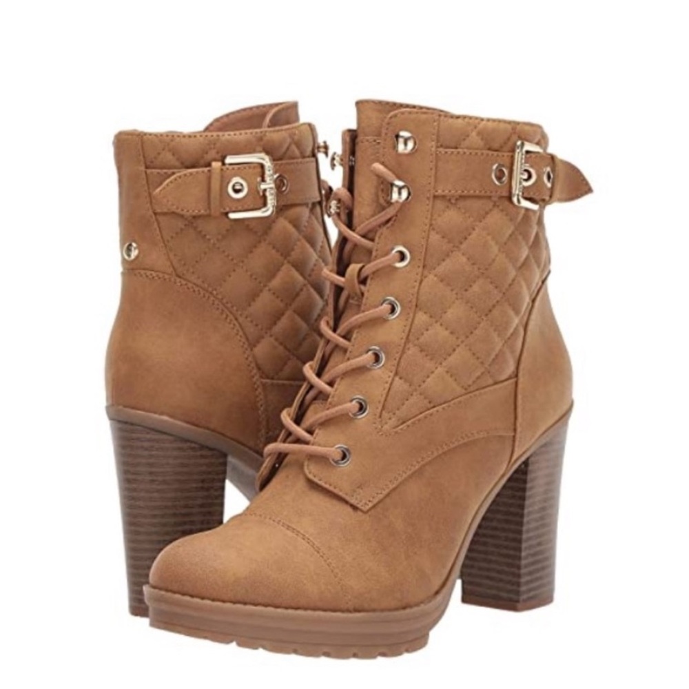 G by Guess camel quilted high heel boots NWOB